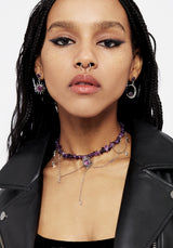 Aurora Gem Choker Necklace - Purple