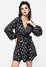 Claricia Long Sleeved Floral Faux Wrap Mini Dress