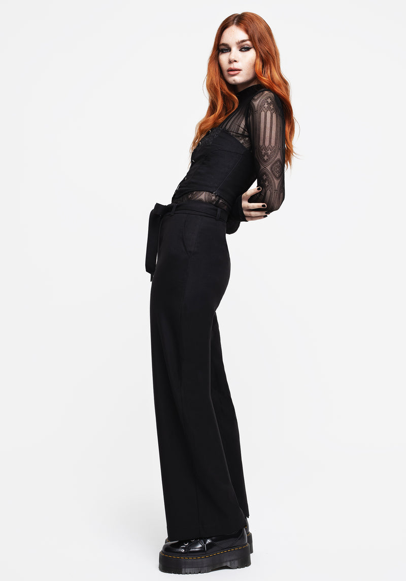 Vault Tie Waist Tailored Flare Trousers