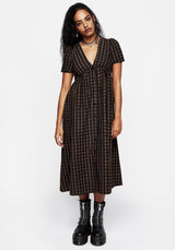 Rydal Check Button Up Midi Dress - Brown