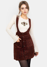 Terracotta Check Cord Mini Pinafore Skirt