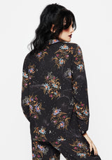 Cleome Floral Spiderweb Button Up Pyjama Top