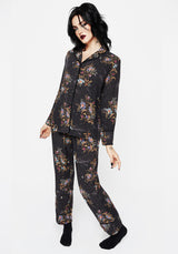 Cleome Floral Spiderweb Button Up Pyjama Top