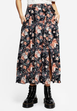 Reynard Fox Floral Print Midi Skirt