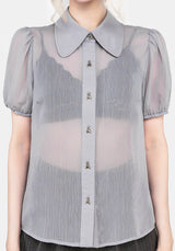 Periwinkle Button Up Blouse Top