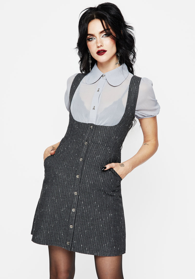 Isabella Wool Blend Button Up Mini Pinafore Dress