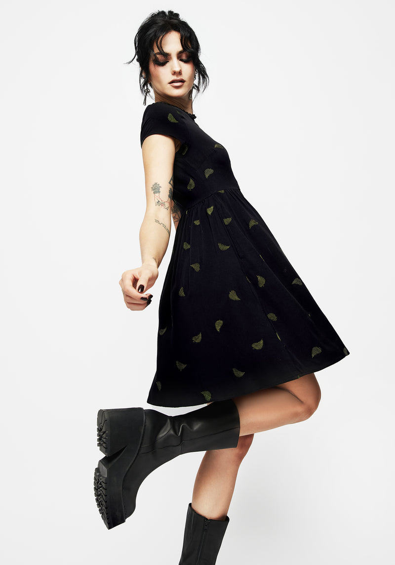 Osmunda Fern Embroidered Mini Skater Dress