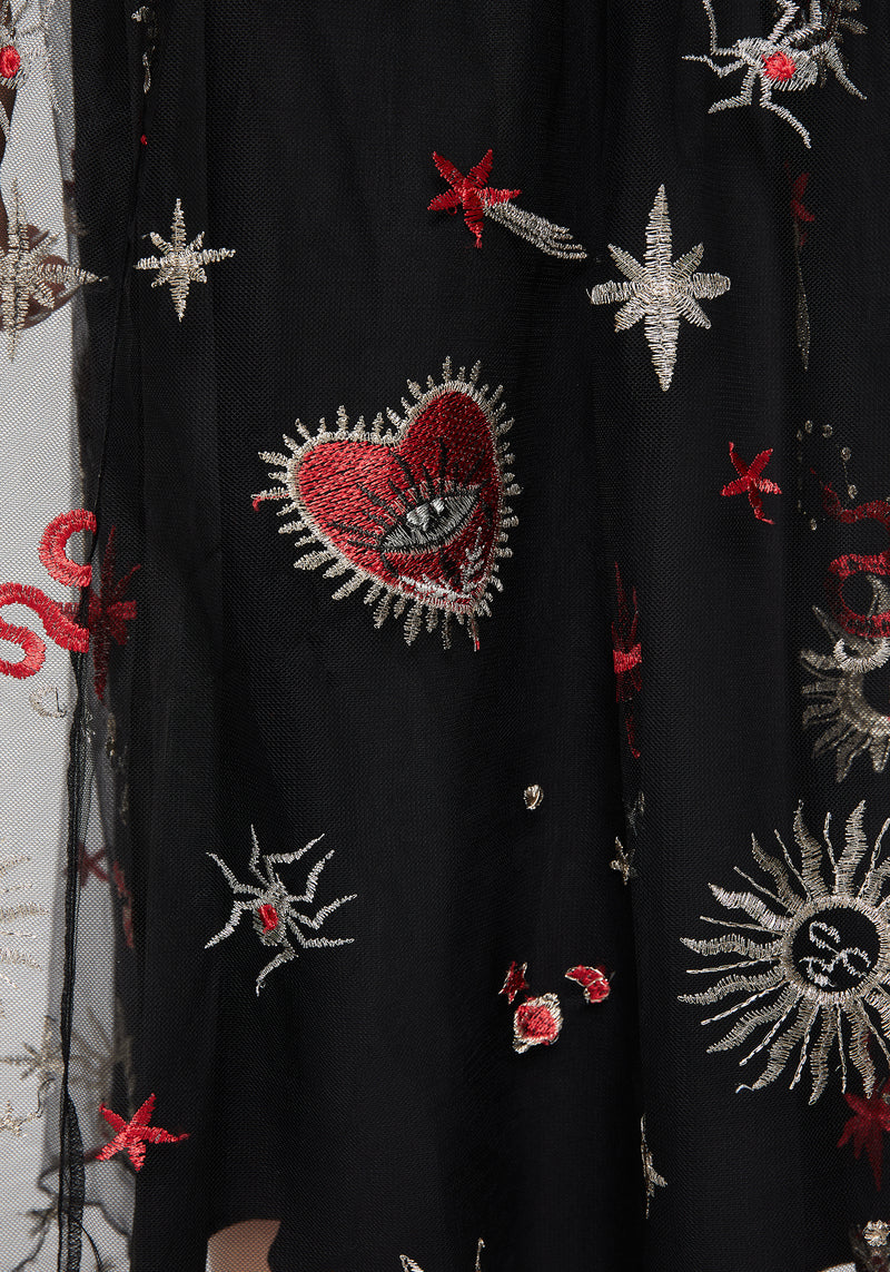 Bloodlust Embroidered Midi Skirt