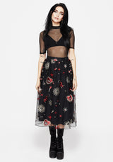 Bloodlust Embroidered Midi Skirt