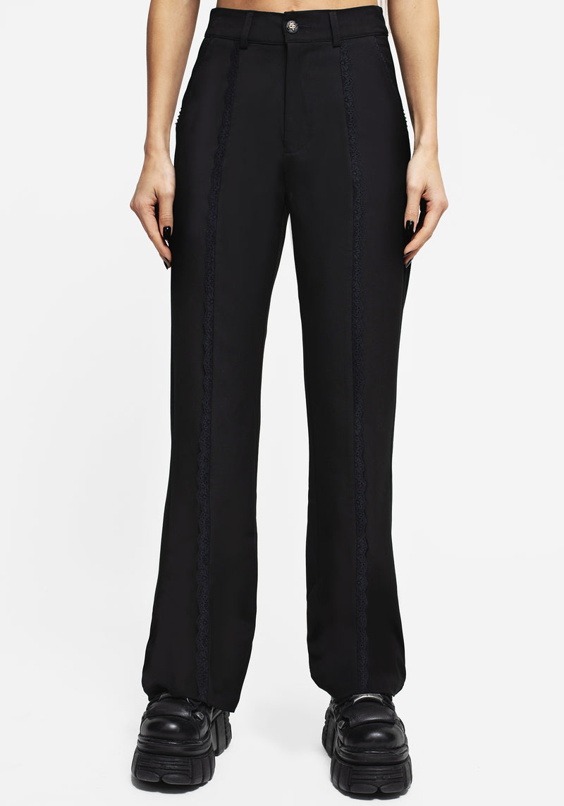 Nightlife Lace Trim Flared Trousers