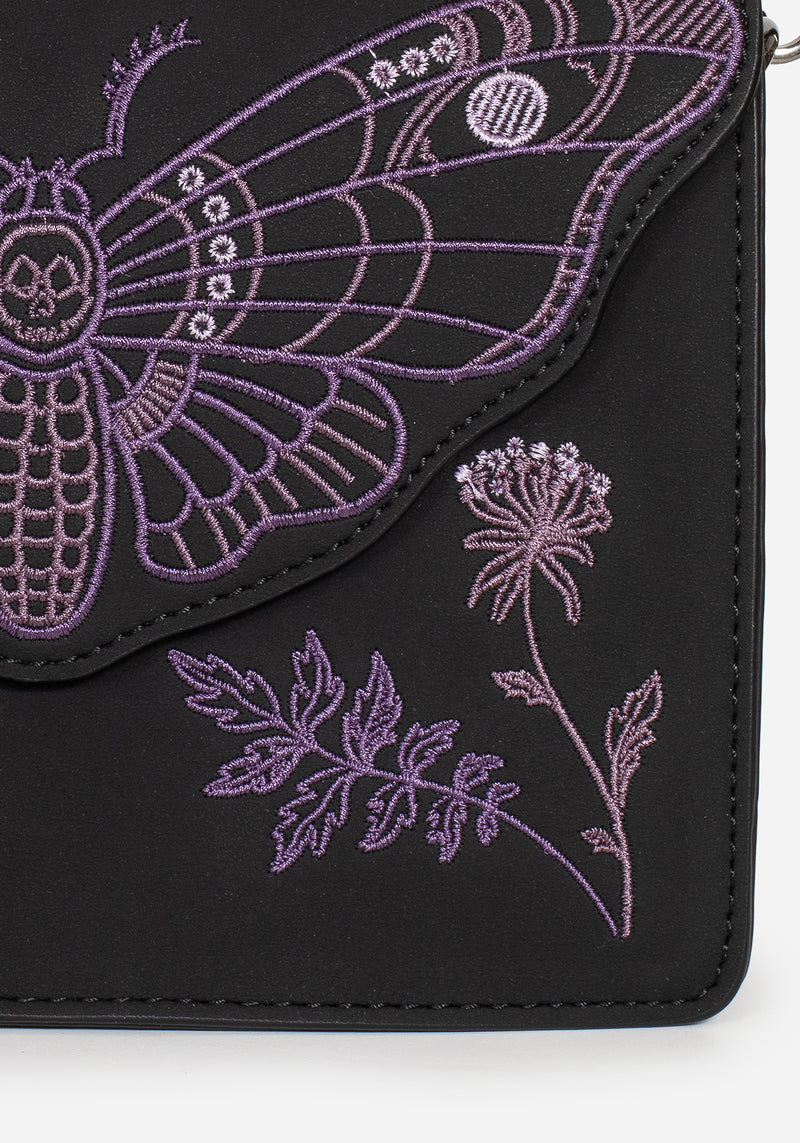 Atropos Moth Embroidered Mini Crossbody Bag