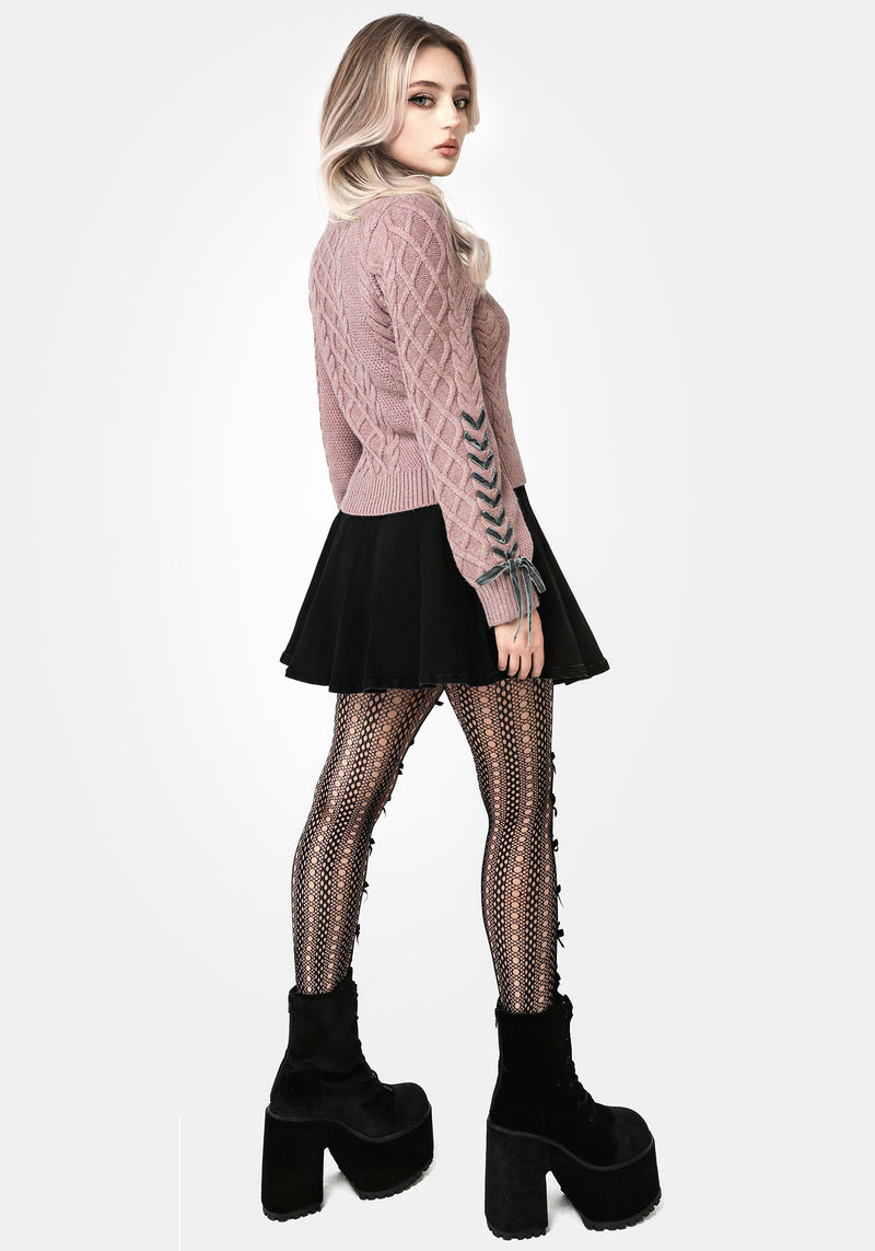 Marina Cable Knit Ribbon Lace Jumper