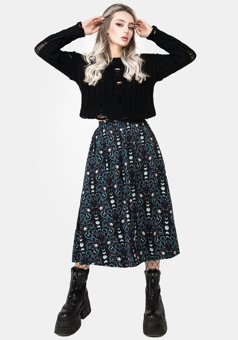 Pythia Print Button Up Midi Skirt