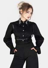 Tempora Embroidered Button Up Shirt - Black