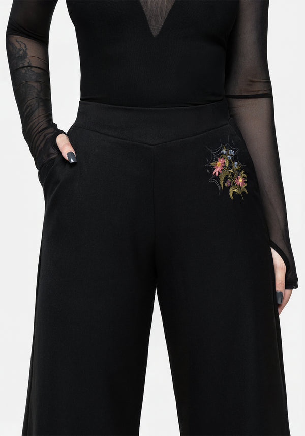 Cleome Floral Spiderweb Embroidered Trousers