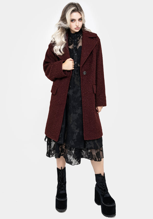 Gorgon Bouclé Oversized Coat - Red