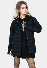 Trellis Hooded Pocket Wool Blend Check Shacket