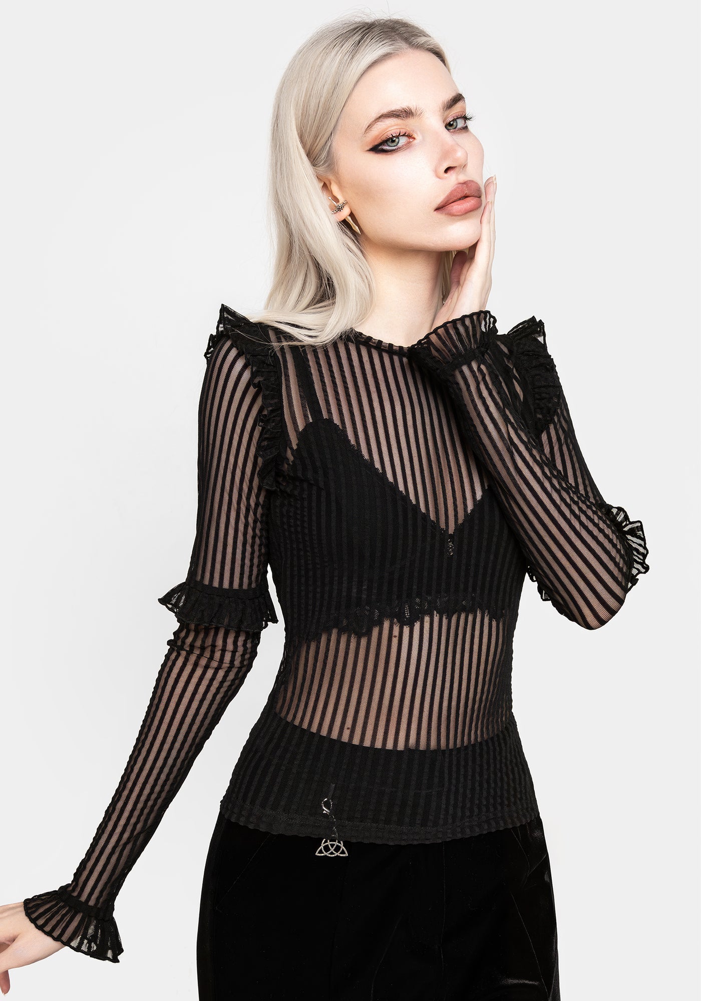 Mesh ruffle top online