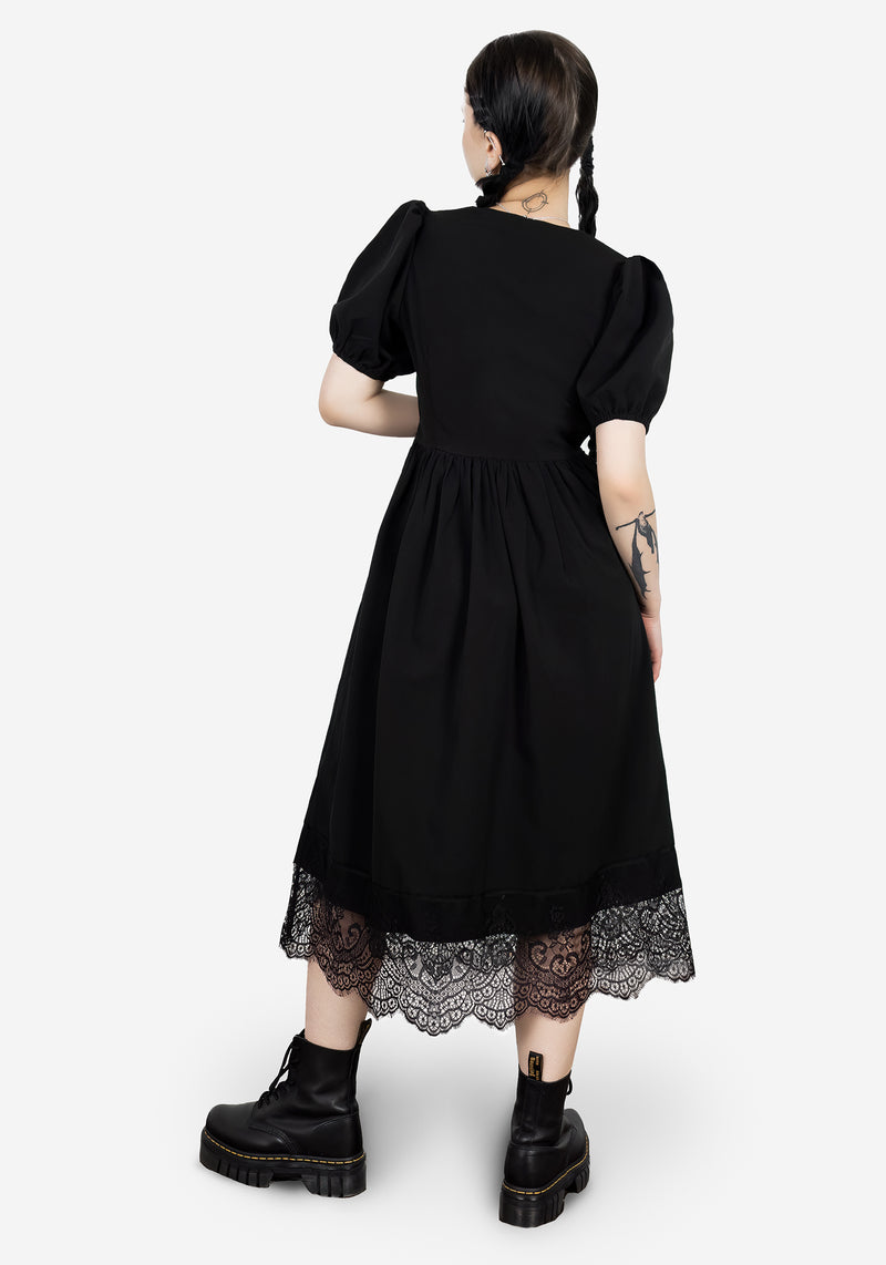 Mortuary Lace Button Up Midi Dress