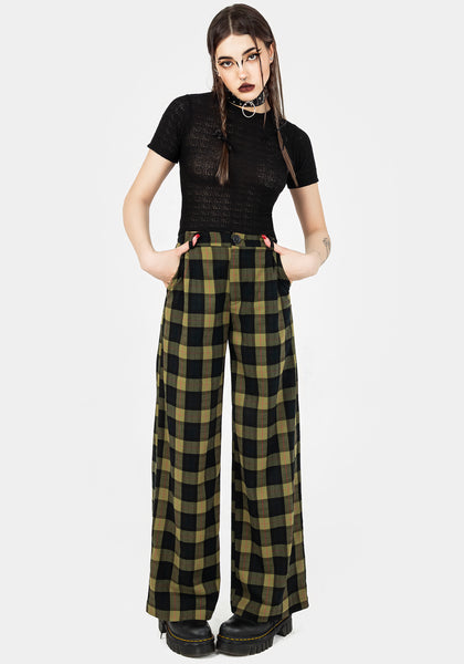 Checked Wide Leg Trousers