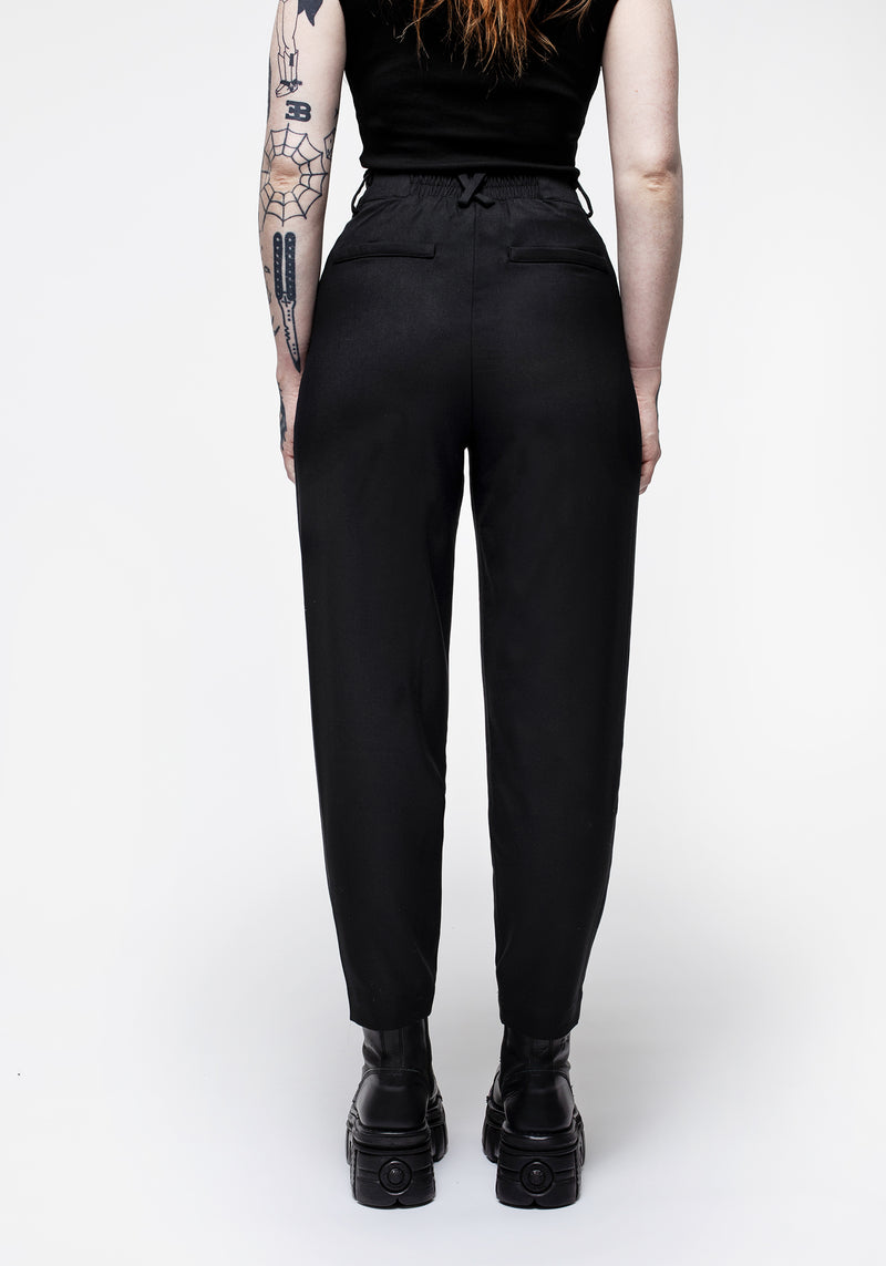 Black High Rise Tapered Pants|194602801-Black