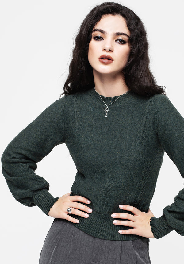 Canopy Raised Fern Intarsia Knit Sweater