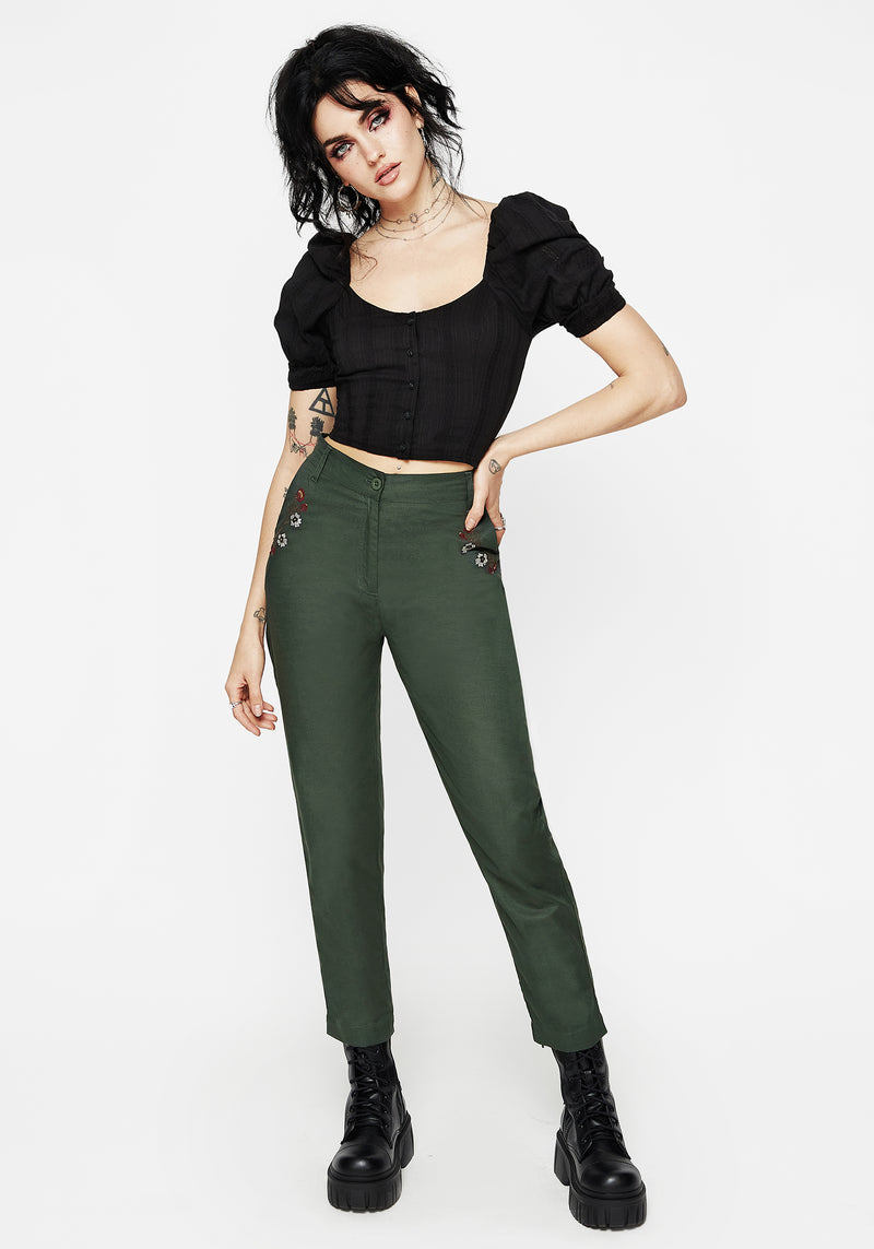 Whisper Embroidered Linen-Blend Tapered Trousers