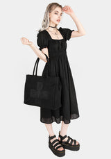 Obsidian Cotton Smock Midi Dress