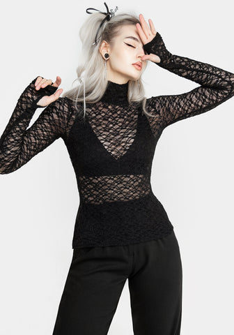 Arabella Lace High Neck Top – Disturbia