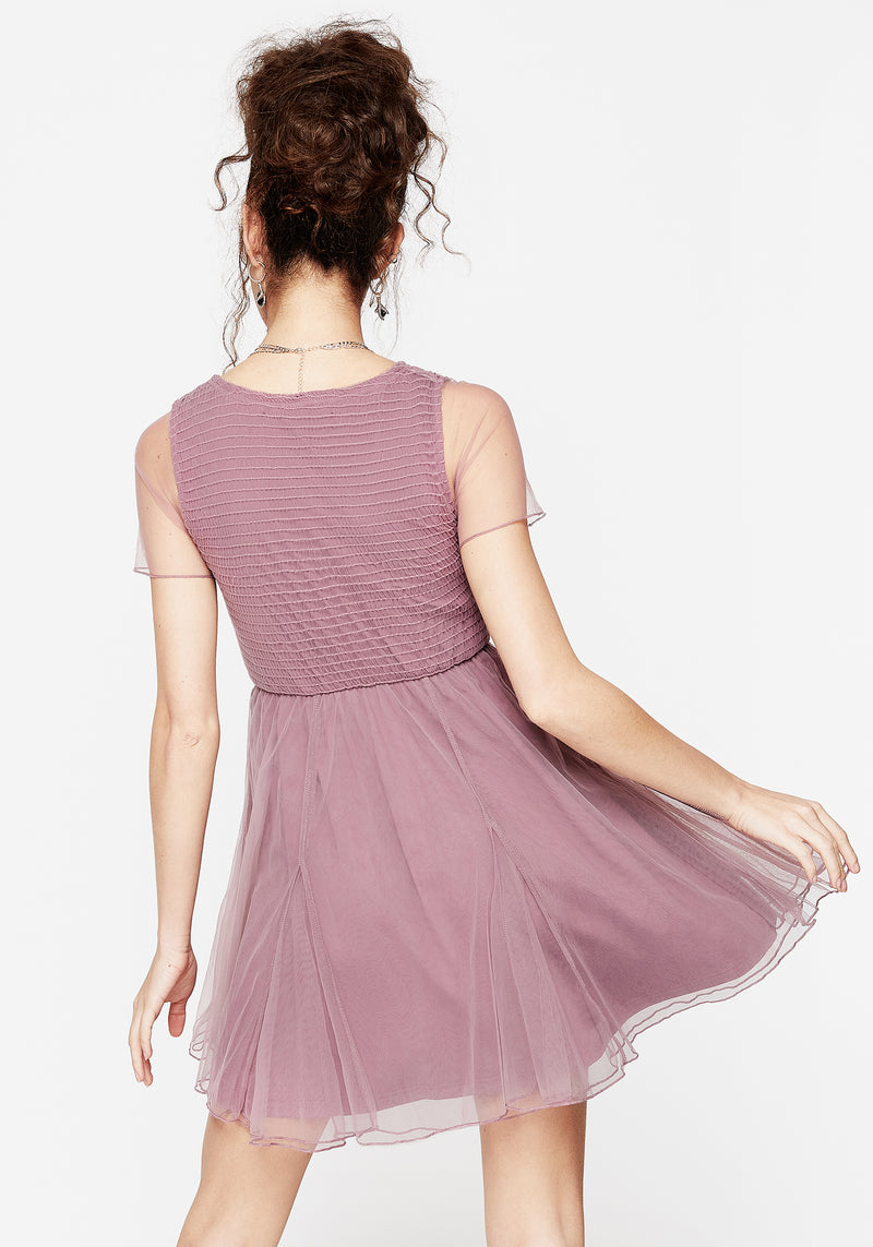 Carolina Godet Shirred Mini Dress