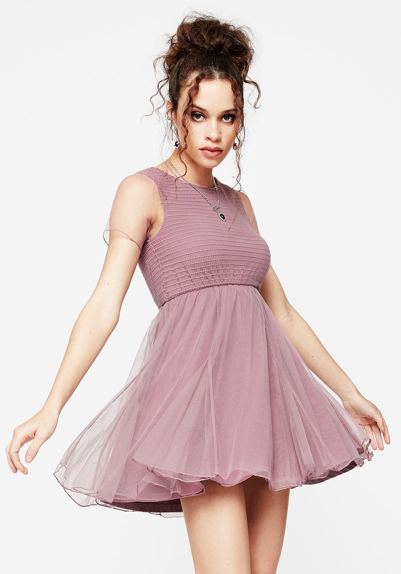 Carolina Godet Shirred Mini Dress