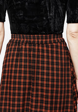 Terra Check Midi Skirt - Orange