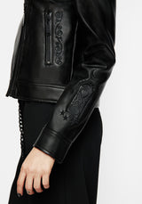 Mori Embroidered Faux Leather Jacket