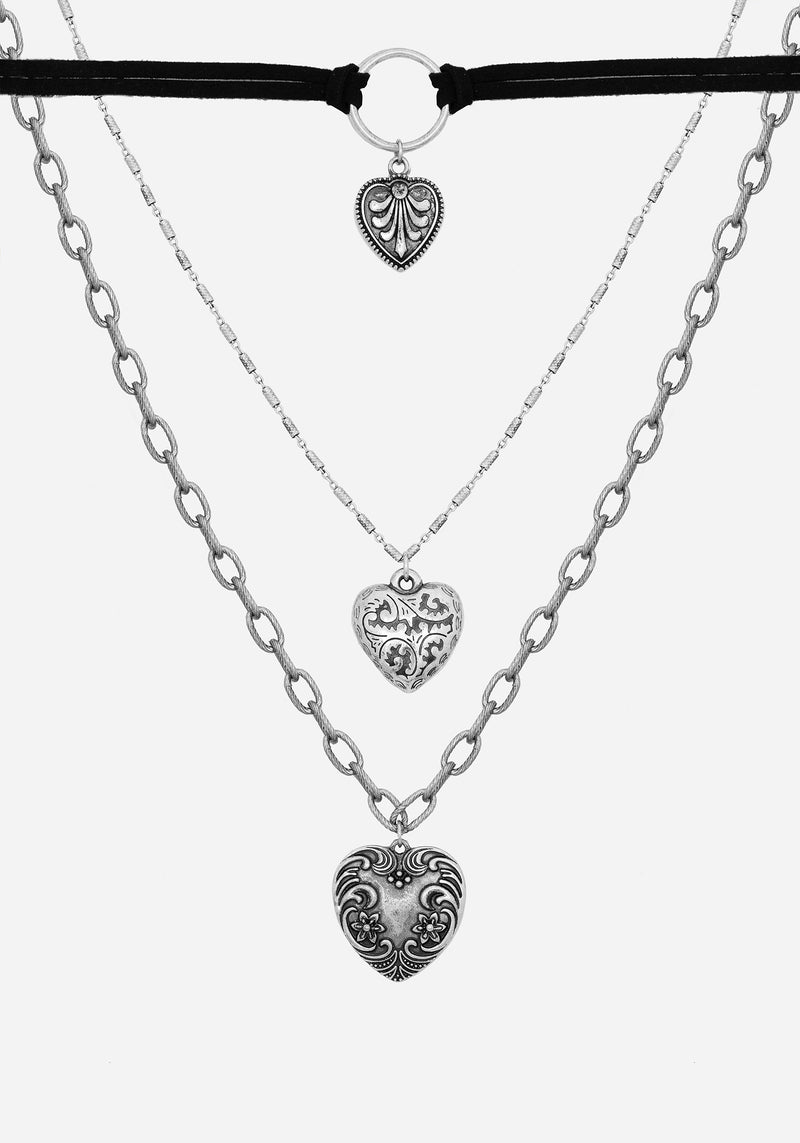 Deceiver Heart Layered Choker Necklace