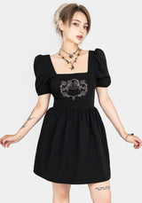 Amphithere Embroidered Puff Sleeve Mini Dress