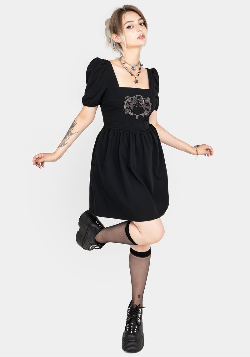 Amphithere Embroidered Puff Sleeve Mini Dress