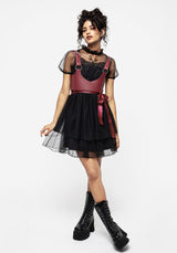 Hysteria Butterfly Applique Frill Neck Tulle Mini Dress