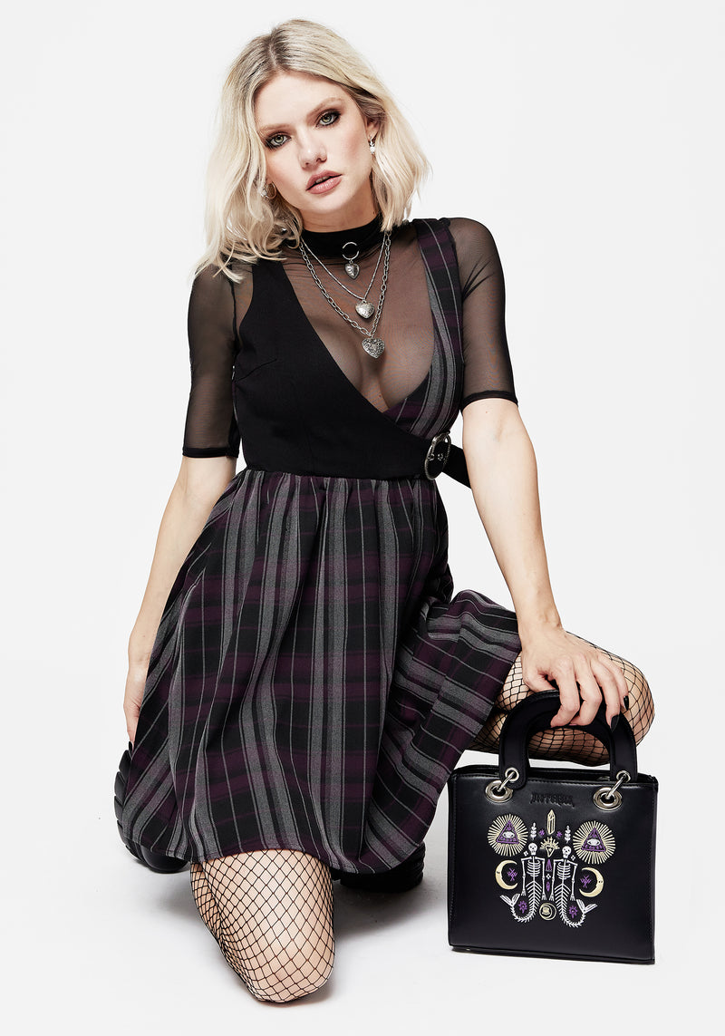 Gambit Check Wrap Suspender Mini Dress