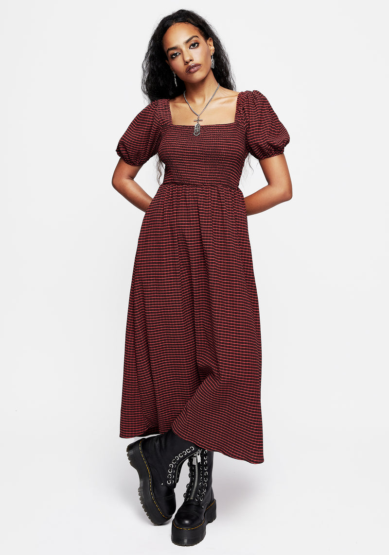 Carmine Check Midaxi Smock Dress