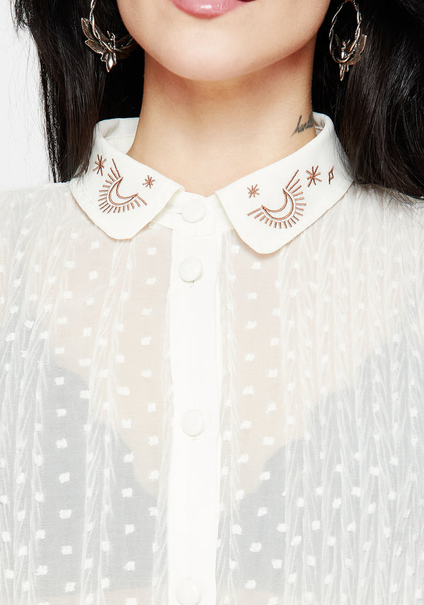 Madeleine Embroidered Chiffon Blouse