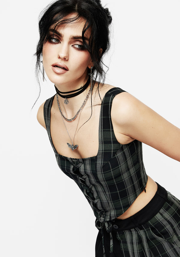 Checkmate Lace Up Corset Top