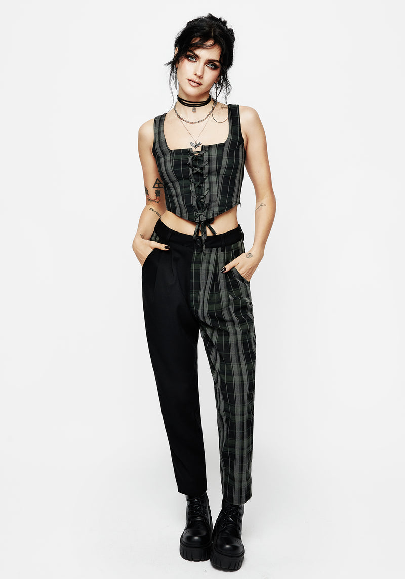 Checkmate High Waist Tapered Trousers