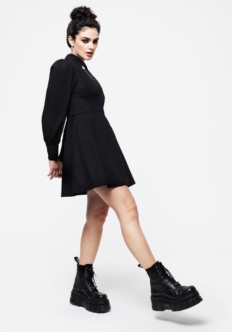 Styx Moth Collar Chain Mini Shirt Dress