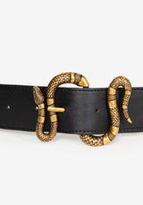 Mamba Debossed Belt With Snake Buckle - Brass