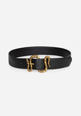 Mamba Debossed Belt With Snake Buckle - Brass