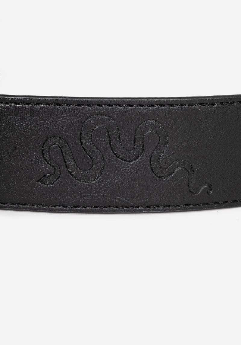 Mamba Debossed Belt With Snake Buckle - Brass