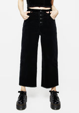 Foster Wide Leg Cord Crop Jeans - Black