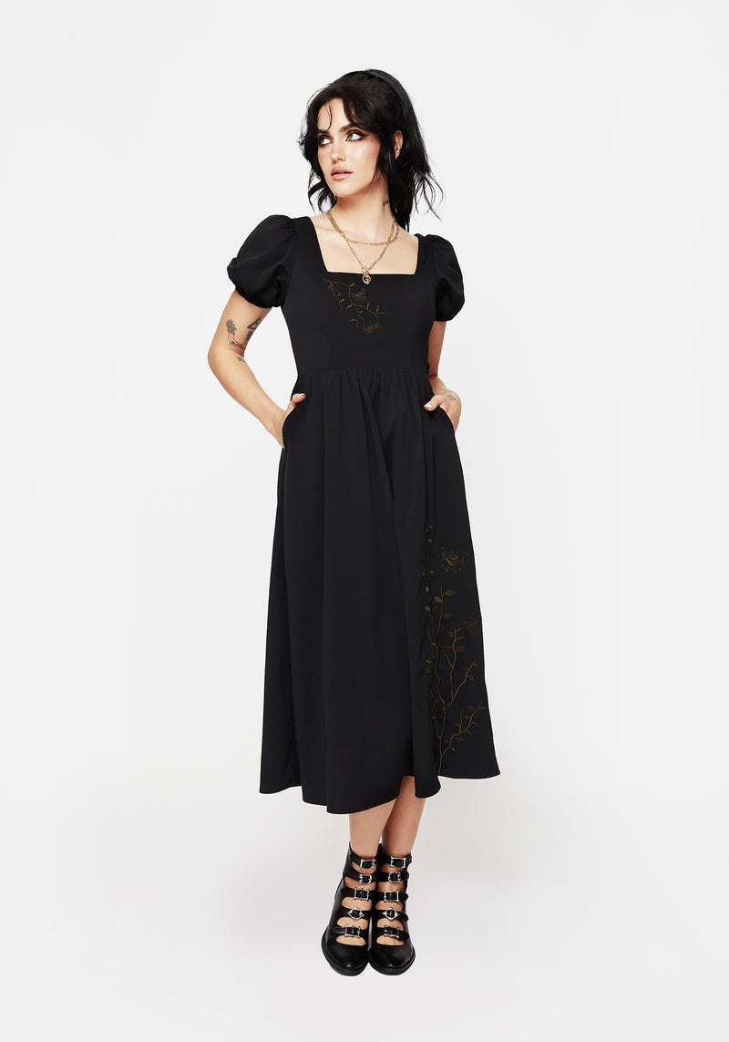 Cressida Moth Embroidered Midi Dress