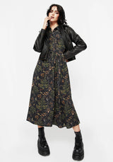 Wither Fern Print Midi Shirt Dress