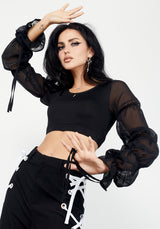 Cavity Bubble Sleeve Crop Top